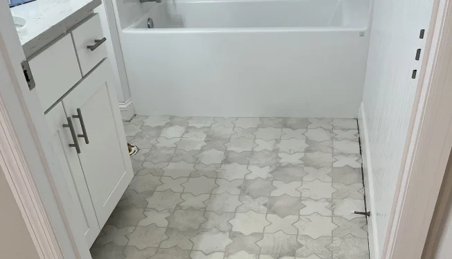 artful bathroom flooring