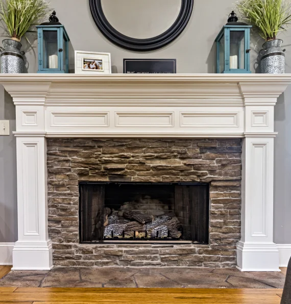 contemporary fireplace wall stone