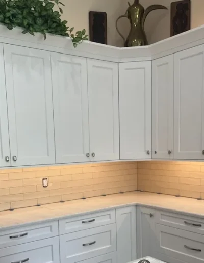 custom cabinet design with stone Tile finish