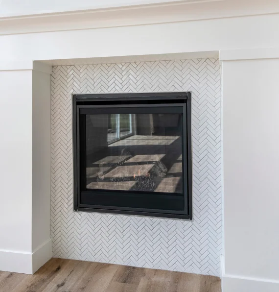 herringbone fireplace tile pattern