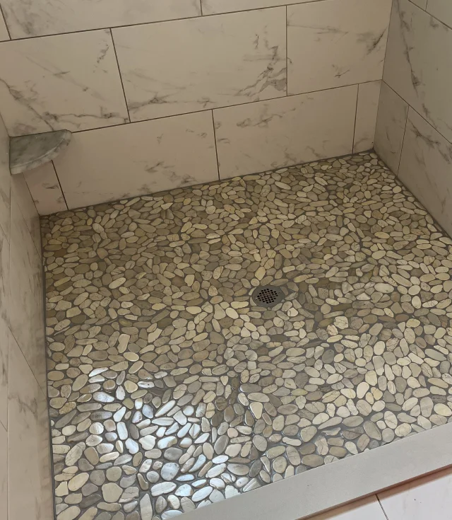 modern bath where stone meets style