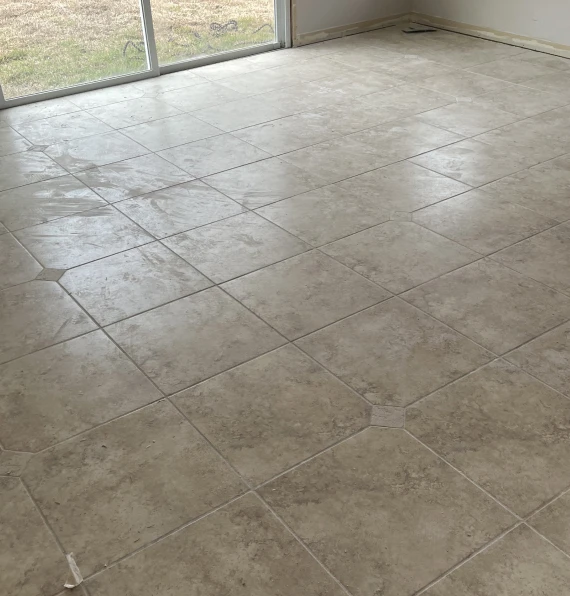diagonal ceramic floor tile with inserts