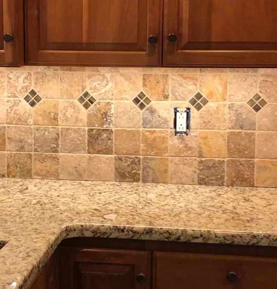 rustic stone backsplash