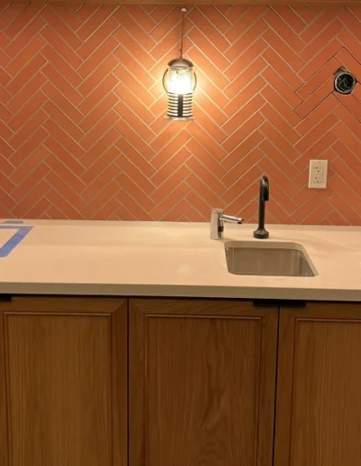 tangerine grid backsplash